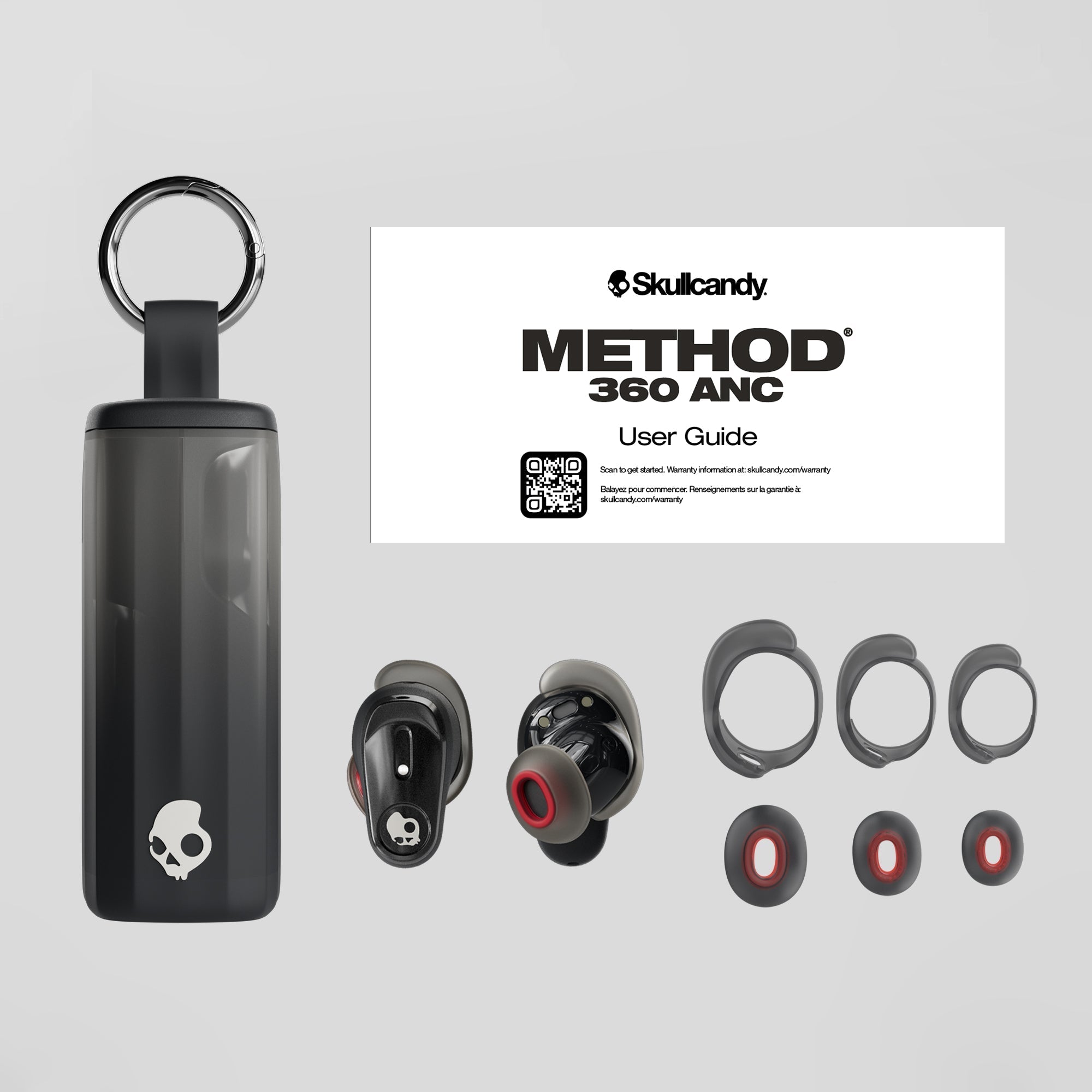 Skullcandy Method 360 ANC true wireless Noise Canceling Earbuds with customizable fit including 3 sizes of ear tip gels and fit fins | Primer