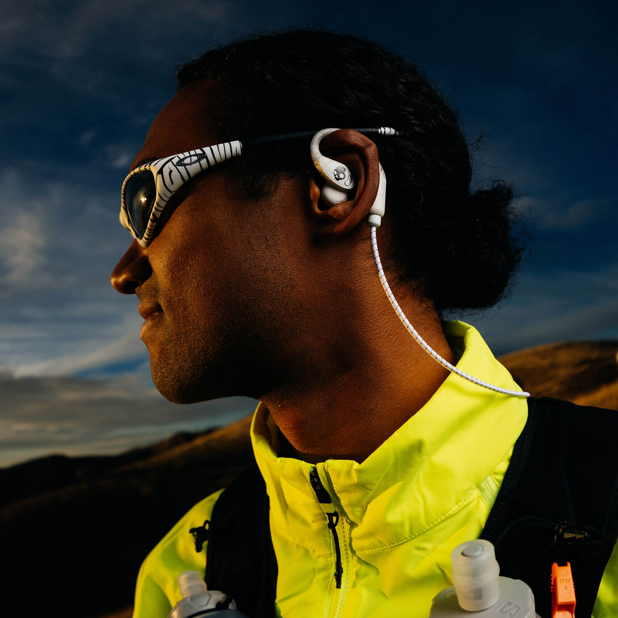 Skullcandy Push 540 Open wireless open-ear headphones with secure earhook design and magnetic detachable braided cable for active or secure performance | Bone