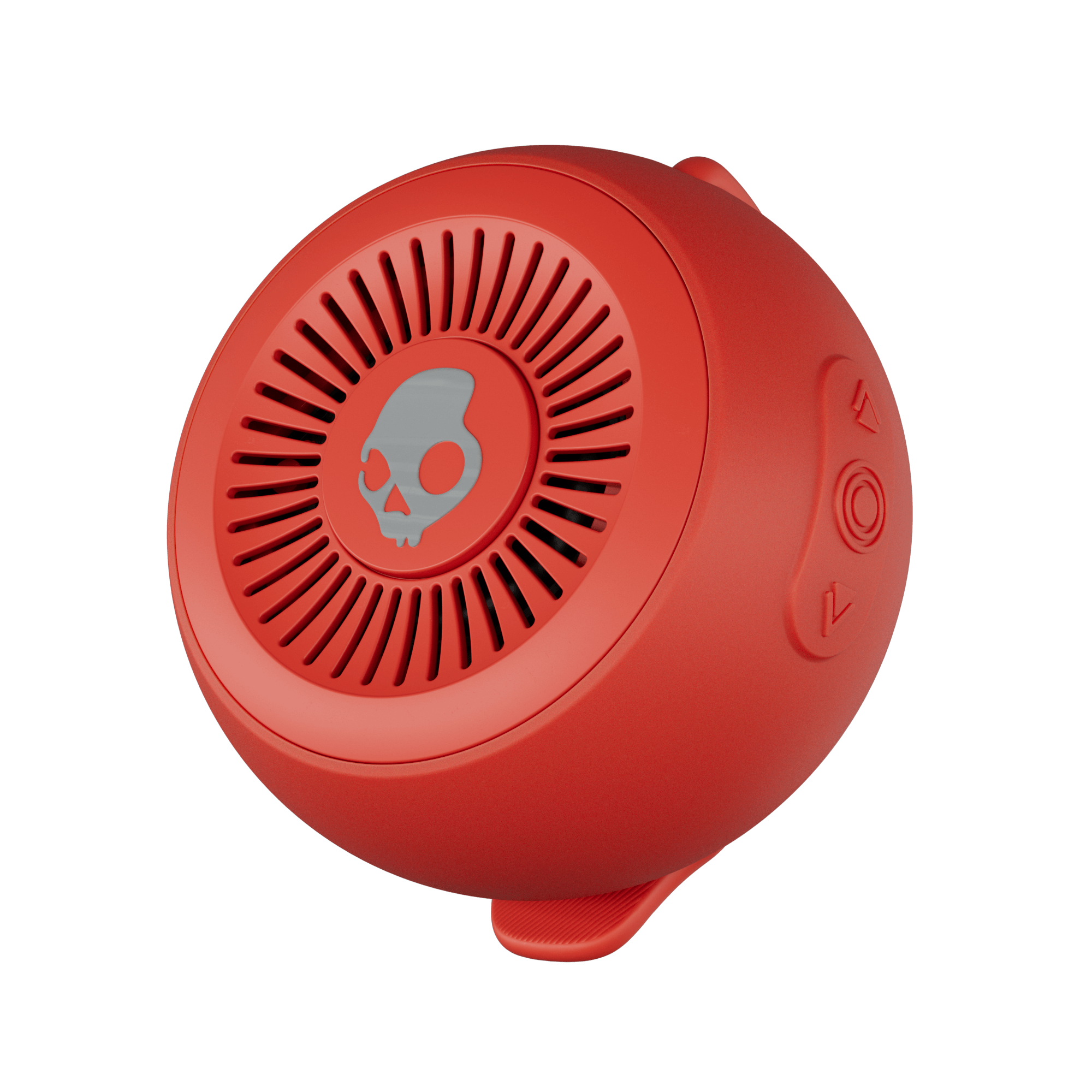 Red portable speaker with a skull design on a black background | Plasma