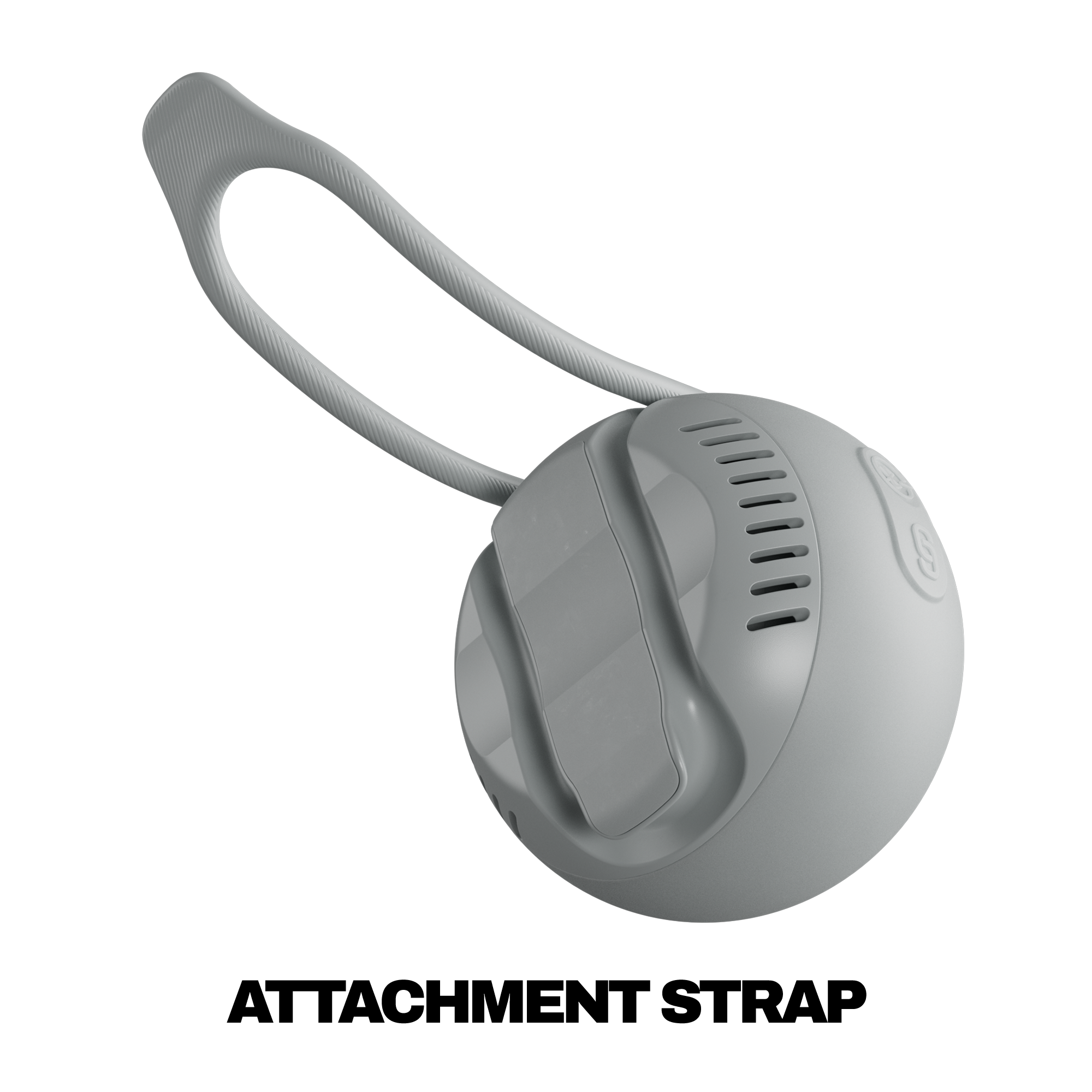 Gray attachment strap on a white background with 'Attachment Strap' text. | Cement