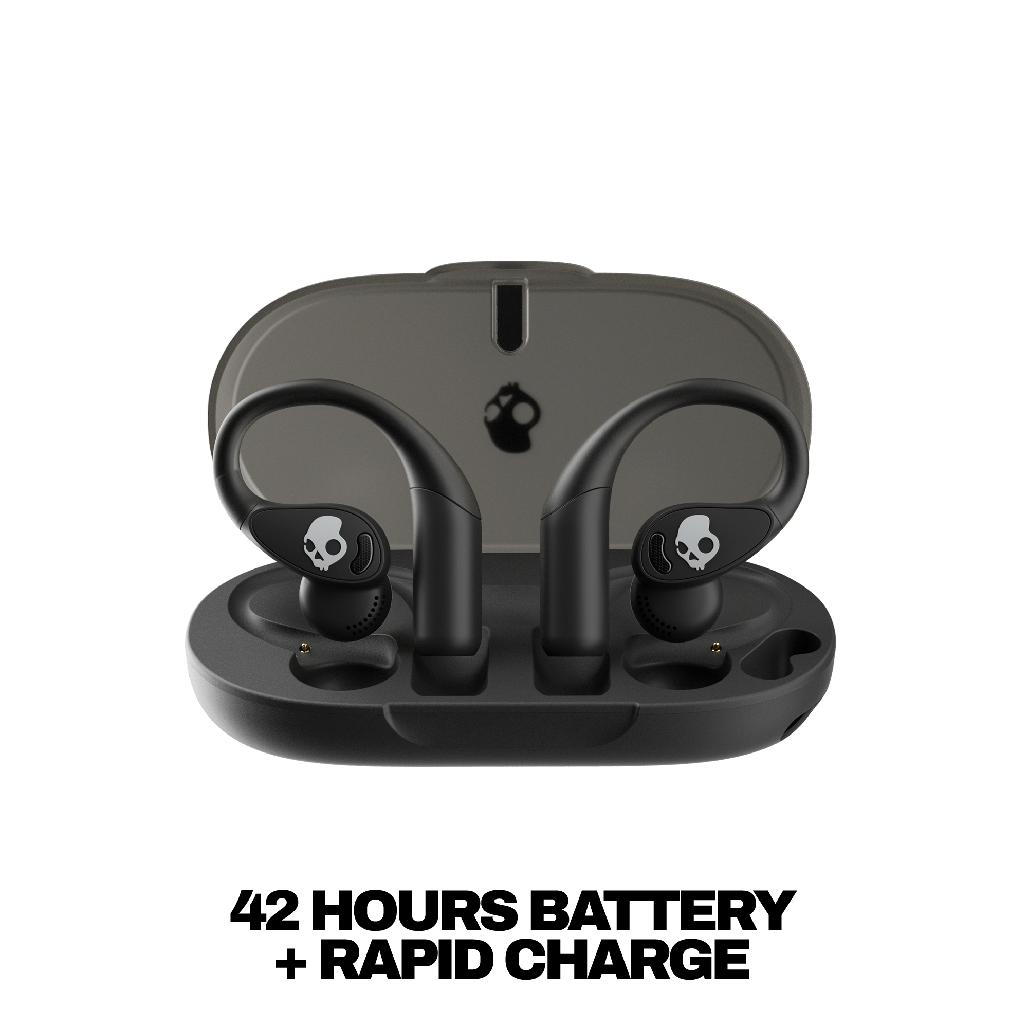 Skullcandy Push 540 Open wireless open-ear headphones with long-lasting battery and compact charging case for all-day performance | True Black