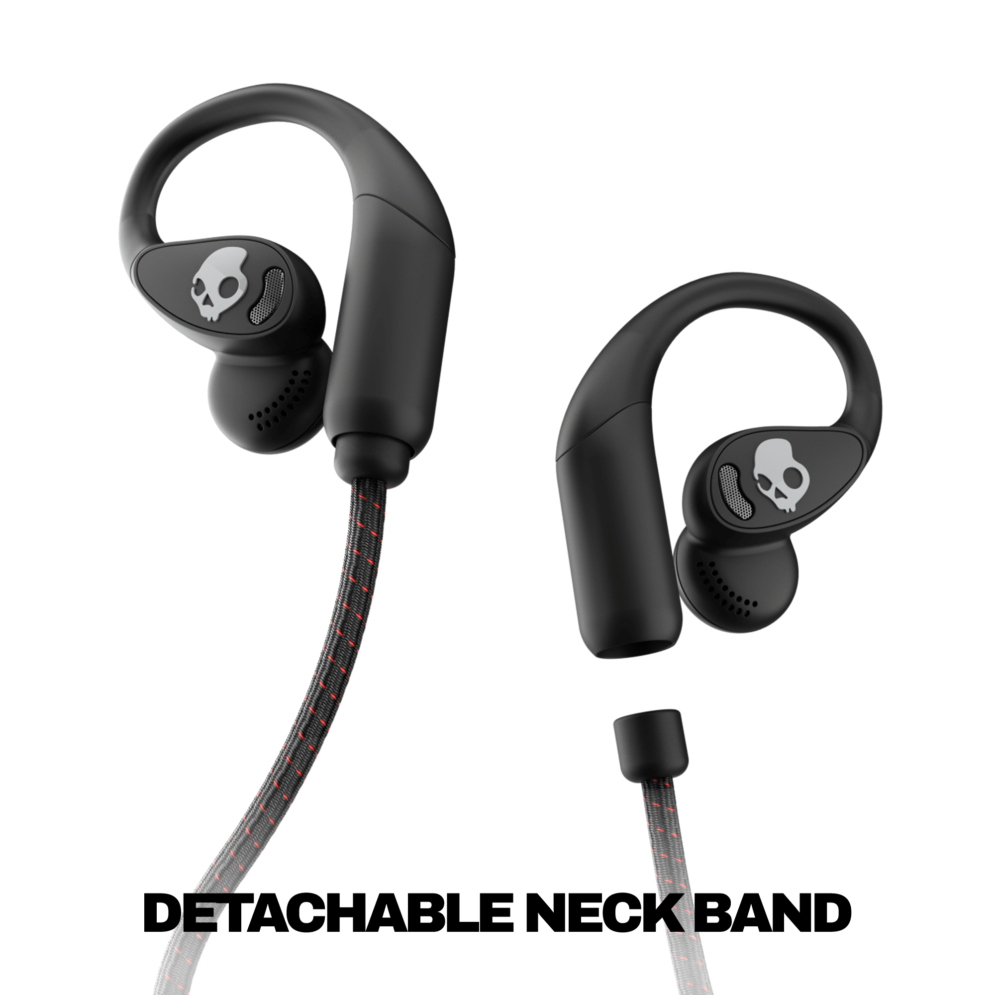Skullcandy Push 540 Open wireless open-ear headphones with magnetic detachable braided cable for secure all-day comfort | True Black